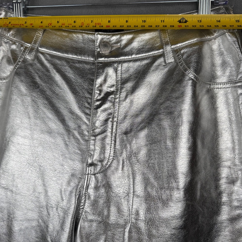 Nasty Gal Metallic Silver Star Pocket Flare Pants Women US 6 - Picture 8 of 12